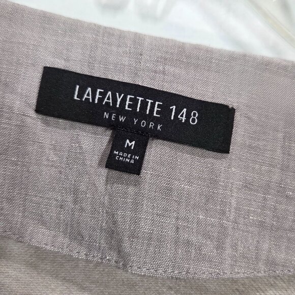 Lafayette 148 Jacket Medium Linen Blend Open Front Cinch Waist Neutral Lagenlook - Picture 2 of 8